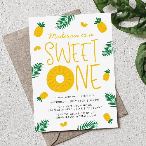 Sweet One Pineapple 1st Birthday Party Invitation