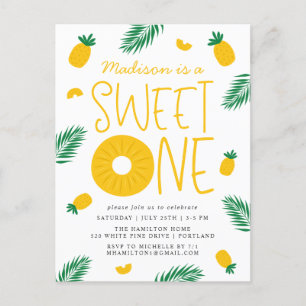 Sweet One Pineapple 1st Birthday Party Invitation Postcard