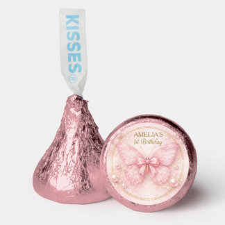 Sweet One Pink Butterfly 1st Birthday Girl Hershey®'s Kisses®