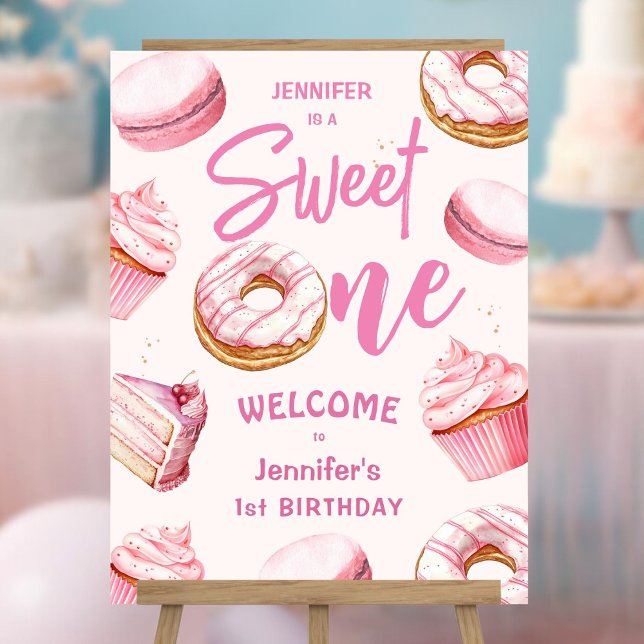 Sweet One Pink Cute Donuts Girl 1st Birthday Foam Board (Creator Uploaded)