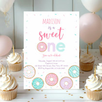 Sweet One Pink Donut First Birthday Invitation