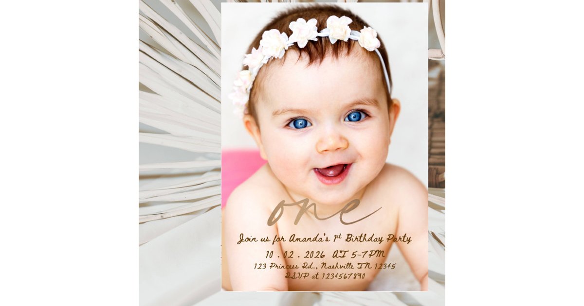 Sweet One Pink Floral Baby Girl 1st Birthday Party Invitation | Zazzle