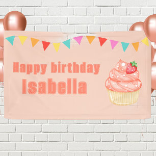 Sweet ONE, pink girls first birthday party Banner