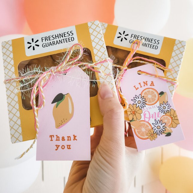 Sweet One Pink Lemon First Birthday Gift Tags (Creator Uploaded)