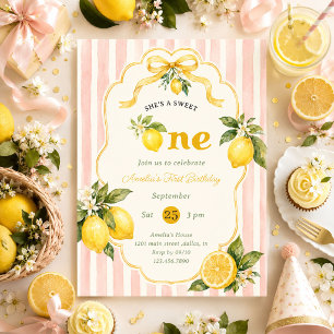 Sweet One Pink Lemonade 1st Birthday  Invitation