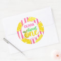 Sweet one pink lemonade birthday party classic round sticker | Zazzle