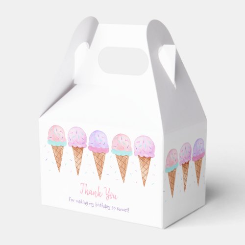 Sweet One Pink Pastel Ice Cream Birthday Favor Boxes