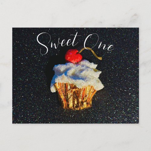 Sweet one Rhinestone cupcake postcard