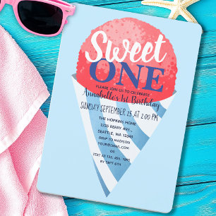 Sweet One Snow Cone Kids First Birthday Invitation