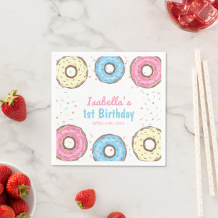 Sweet One Sprinkles Donut 1st Birthday Party Napkins