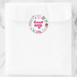 Sweet One Sprinkles Ice Cream and Cake Birthday Classic Round Sticker ...