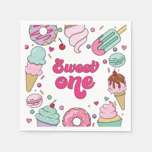 Sweet One Sprinkles Ice Cream and Cake Birthday Napkins