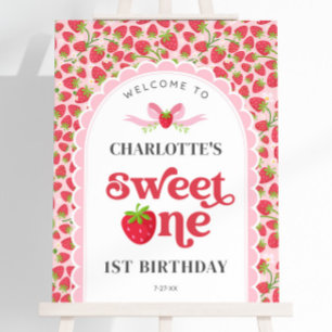 Sweet One Strawberry 1st Birthday 16x20 Welcome Foam Board
