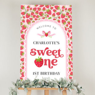 Sweet One Strawberry 1st Birthday 24x36 Welcome Foam Board
