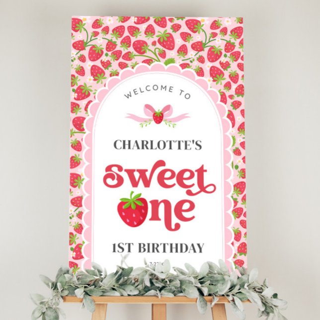 Sweet One Strawberry 1st Birthday 24x36 Welcome Foam Board (Sweet One Strawberry 1st Birthday 24x36 Welcome Foam Board)