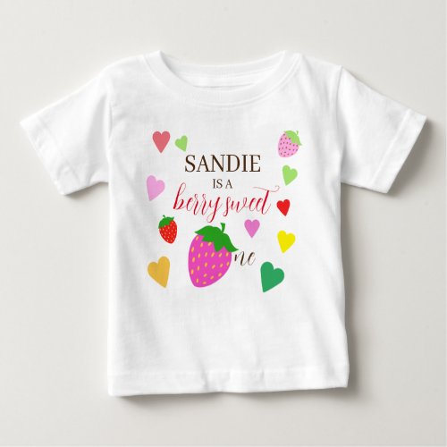 Sweet One Strawberry 1st Birthday Baby T_Shirt