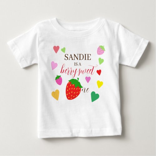 Sweet One Strawberry 1st Birthday Baby T_Shirt