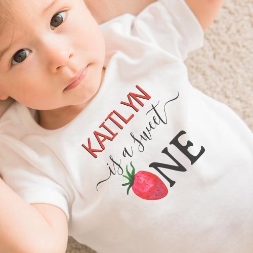 Sweet One Strawberry 1st Birthday Baby T_Shirt