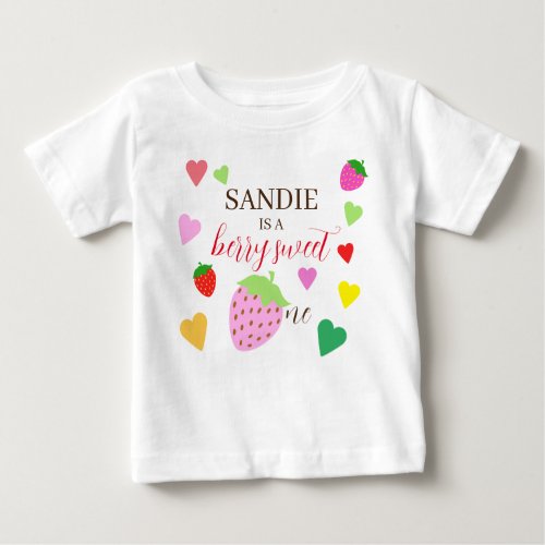 Sweet One Strawberry 1st Birthday Baby T_Shirt