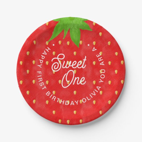  Sweet One Strawberry Birthday  Paper Plates