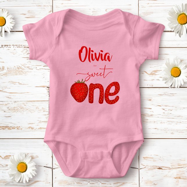 Sweet one strawberry birthday party printed baby bodysuit (Sweet one strawberry birthday party printed baby bodysuit birthday photoshoot t-shirt matching)