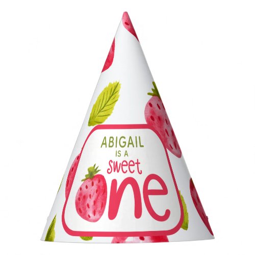 Sweet One Strawberry First Birthday Party Hat