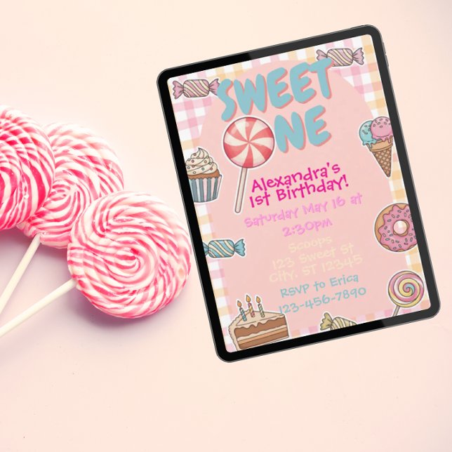 Sweet One, Sweet Treats 1st birthday Invitation (Creator Uploaded)