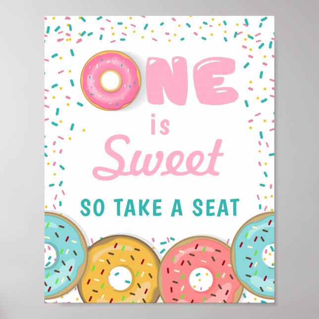 Sweet One Take A Seat First Birthday Donuts Party  Poster (Front)