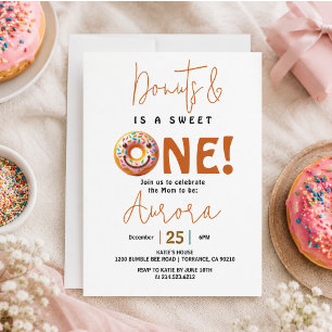 Sweet One watercolor cute donuts 1st birthday Invitation