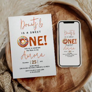 Sweet One watercolor cute donuts 1st birthday Invitation