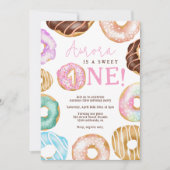 Sweet One watercolor cute donuts 1st birthday  Invitation (Front)