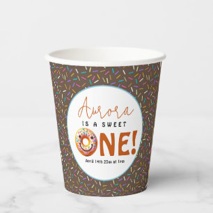 Sweet One watercolor cute donuts 1st birthday Paper Cups