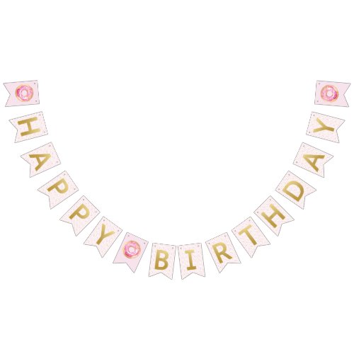 Sweet One Watercolor Donut Happy Birthday Bunting Flags