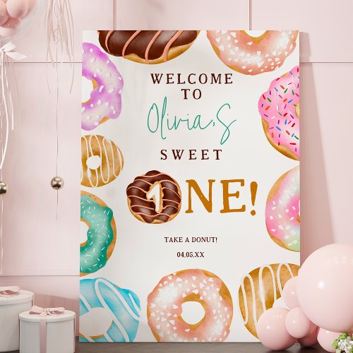  Sweet one watercolor donuts 1st birthday welcome Foam Board