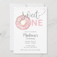 Sweet One Watercolor Girl's 1st Invitation