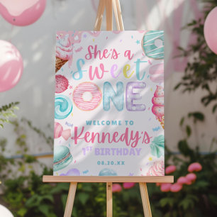 Sweet One Welcome Sign, Editable First Birthday We Foam Board