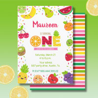 sweet one year invitation, fruit party