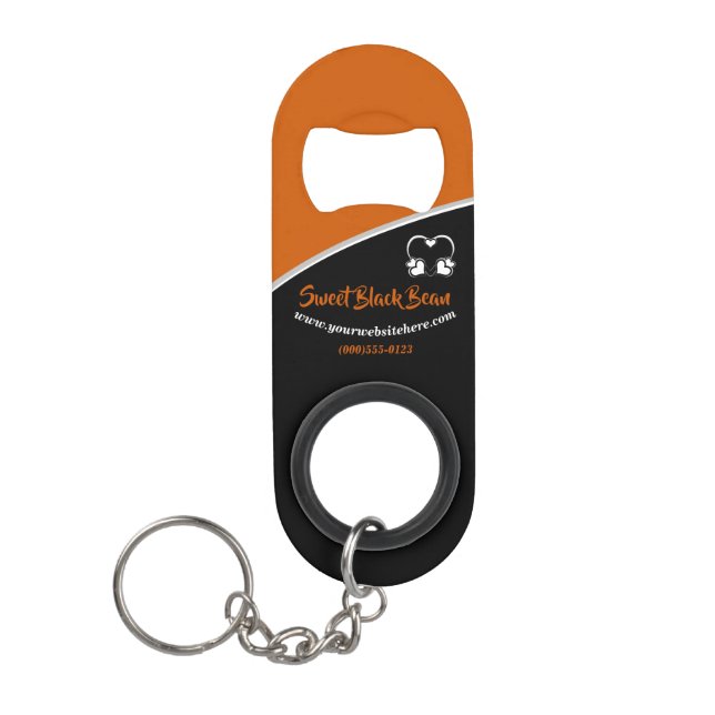 Sweet Orange Bean Promotional Business Keychain Bottle Opener (Front)