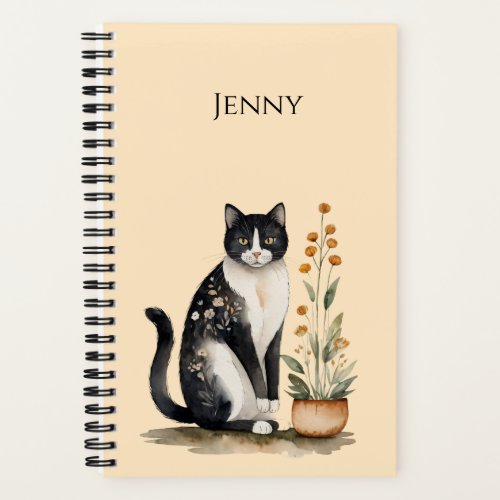 Sweet Orange Blossoms Black Cat Notebook