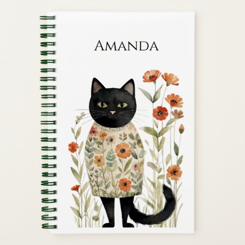 Sweet Orange Blossoms Black Cat Notebook