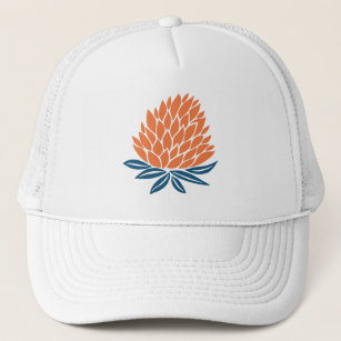 Sweet Orange Blue Lotus Flower Art Trucker Hat