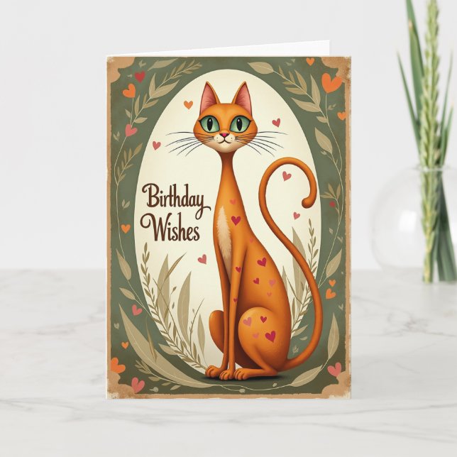 Sweet Orange Cat Birthday Card (Front)
