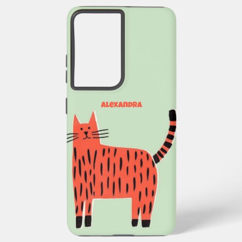 Sweet Orange Cat with Black Stripes Samsung Galaxy S21 Ultra Case
