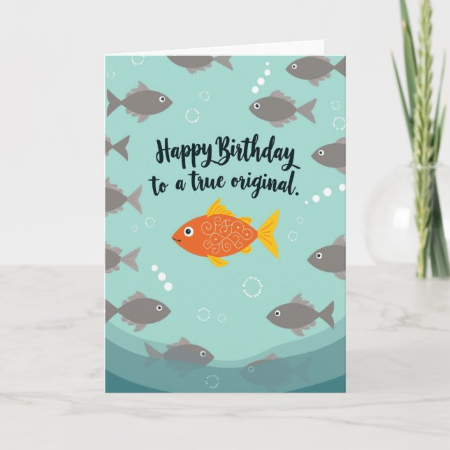 Sweet Orange Fish Birthday Card (Front)
