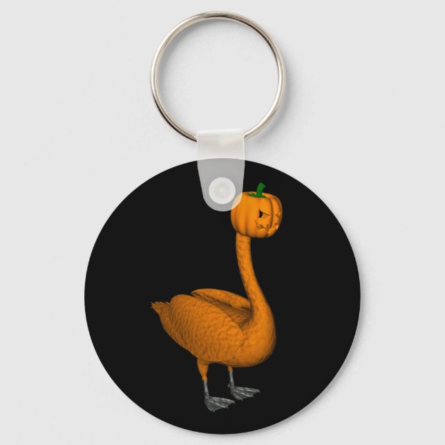 Sweet Orange Halloween Swan Keychain (Front)