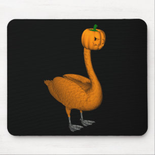 Sweet Orange Halloween Swan Mouse Pad