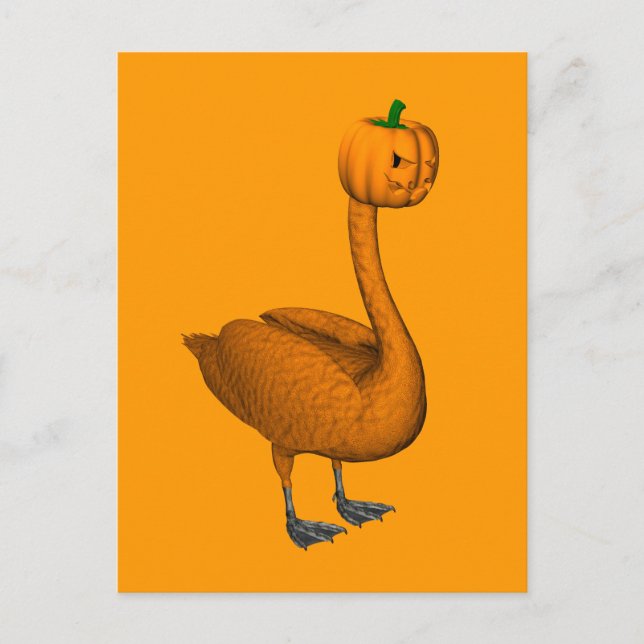 Sweet Orange Halloween Swan Postcard (Front)