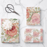 Sweet Orange Light And Blush Roses Watercolor Wrapping Paper Sheets<br><div class="desc">Watercolor Hand-painted,  Mixed Media</div>