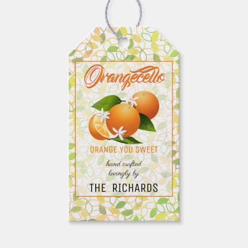 Sweet Orange Orangecello Fruit  Thank You Gift Tags