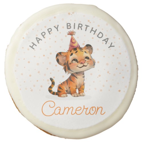 Sweet orange tiger kidâs birthday celebration  sugar cookie